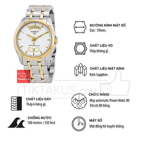 Đồng hồ đeo tay nam TISSOT Couturier Automatic T035.407.22.011.01 ( T0354072201101)