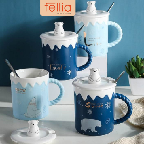 Ly sứ gấu Bắc cực Fellia cao cấp 330 ml_ FEL12900