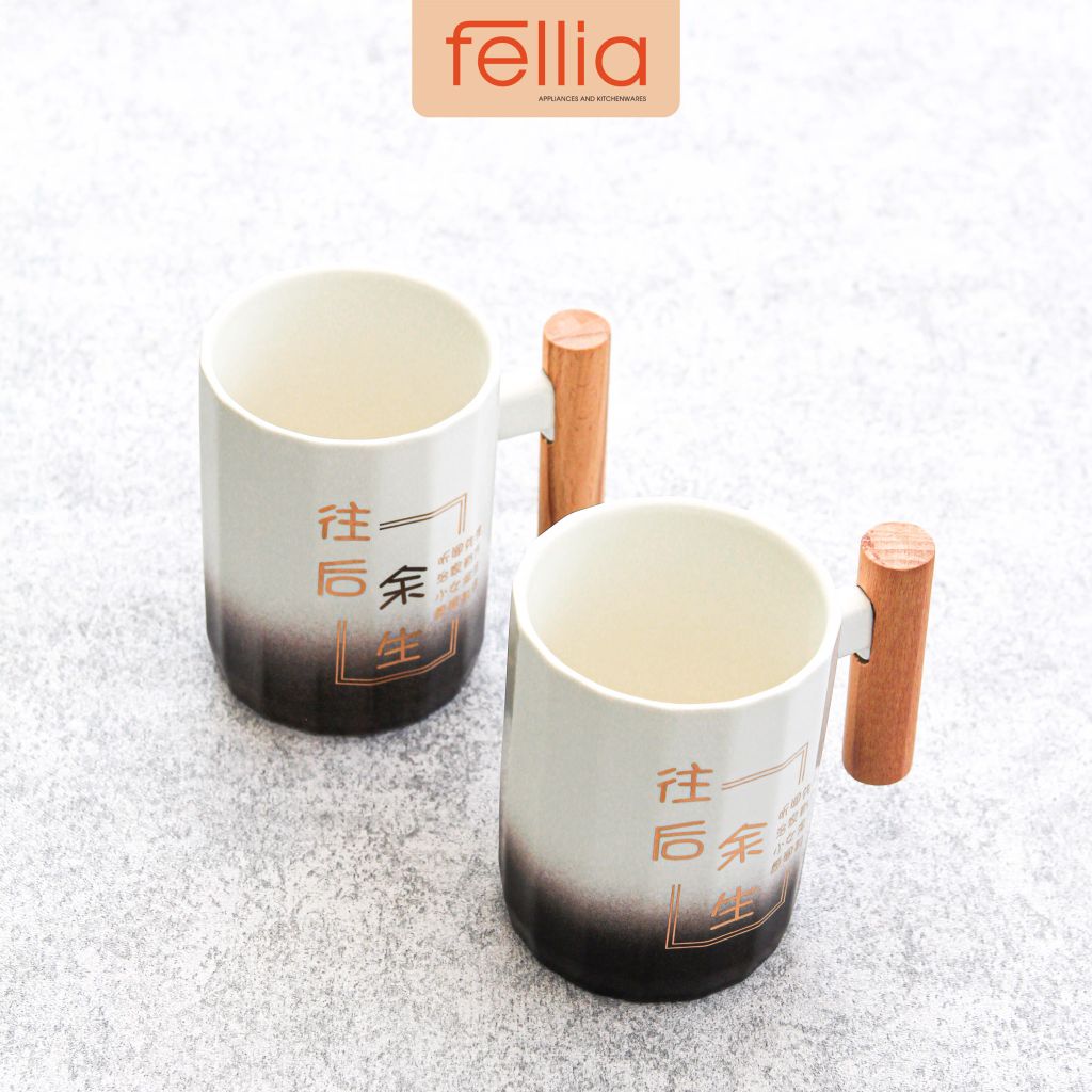 Ly sứ CHỮ NHẬT tay cầm gỗ Fellia_ĐẦU TRẮNG_ JSD1099
