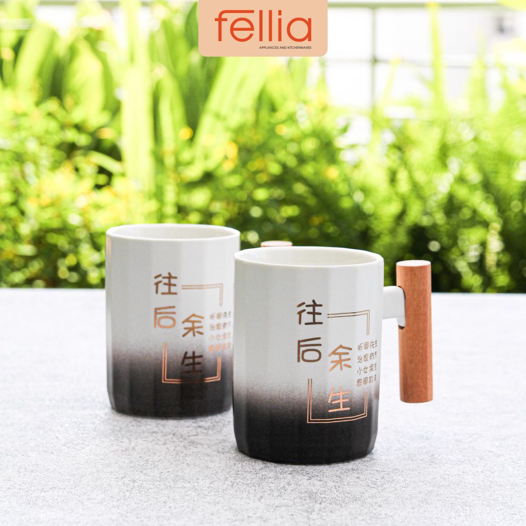 Ly sứ CHỮ NHẬT tay cầm gỗ Fellia_ĐẦU TRẮNG_ JSD1099