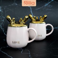 Ly sứ nắp hươu 3D Fellia 330ml - FEL10610