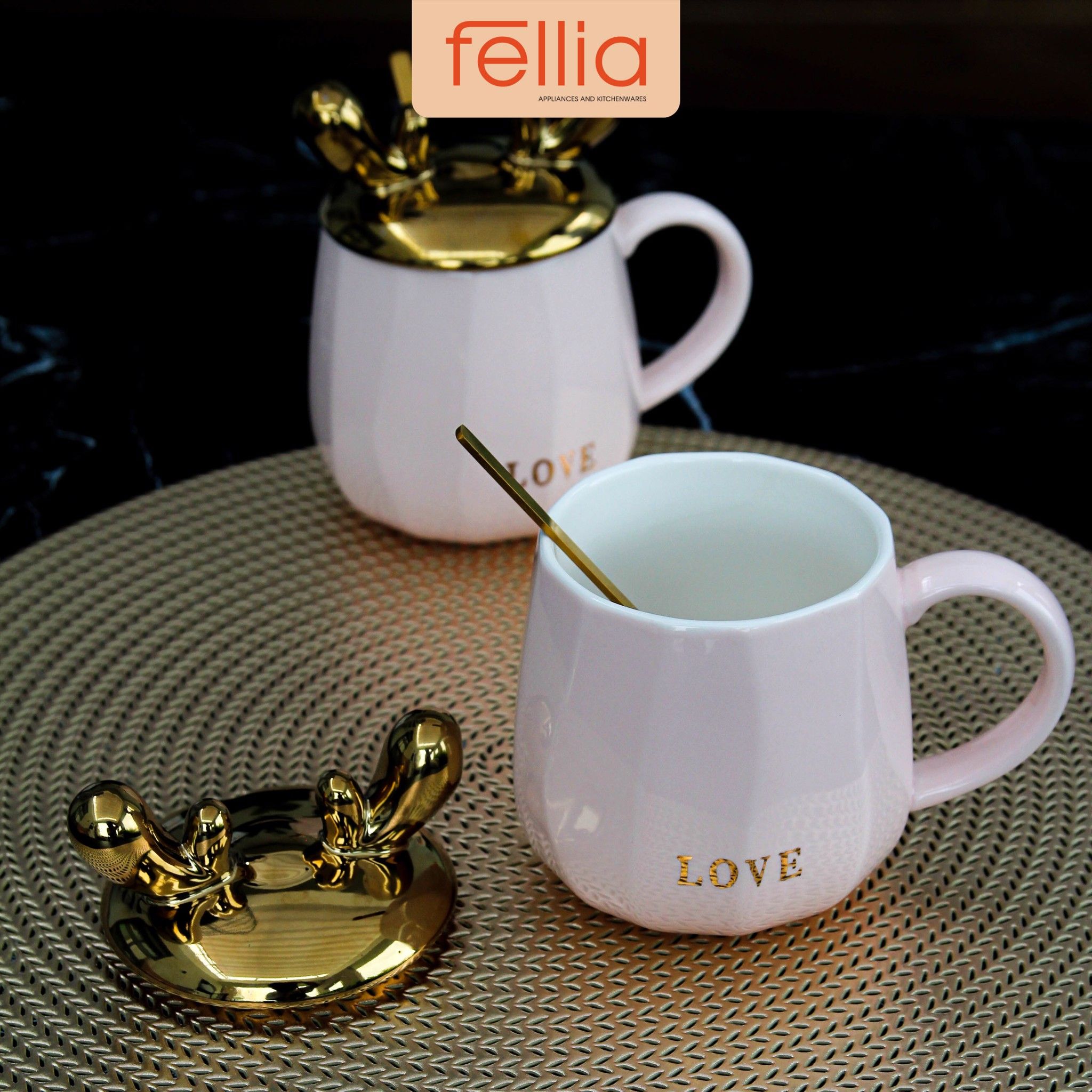 Ly sứ nắp hươu 3D Fellia 330ml - FEL10610