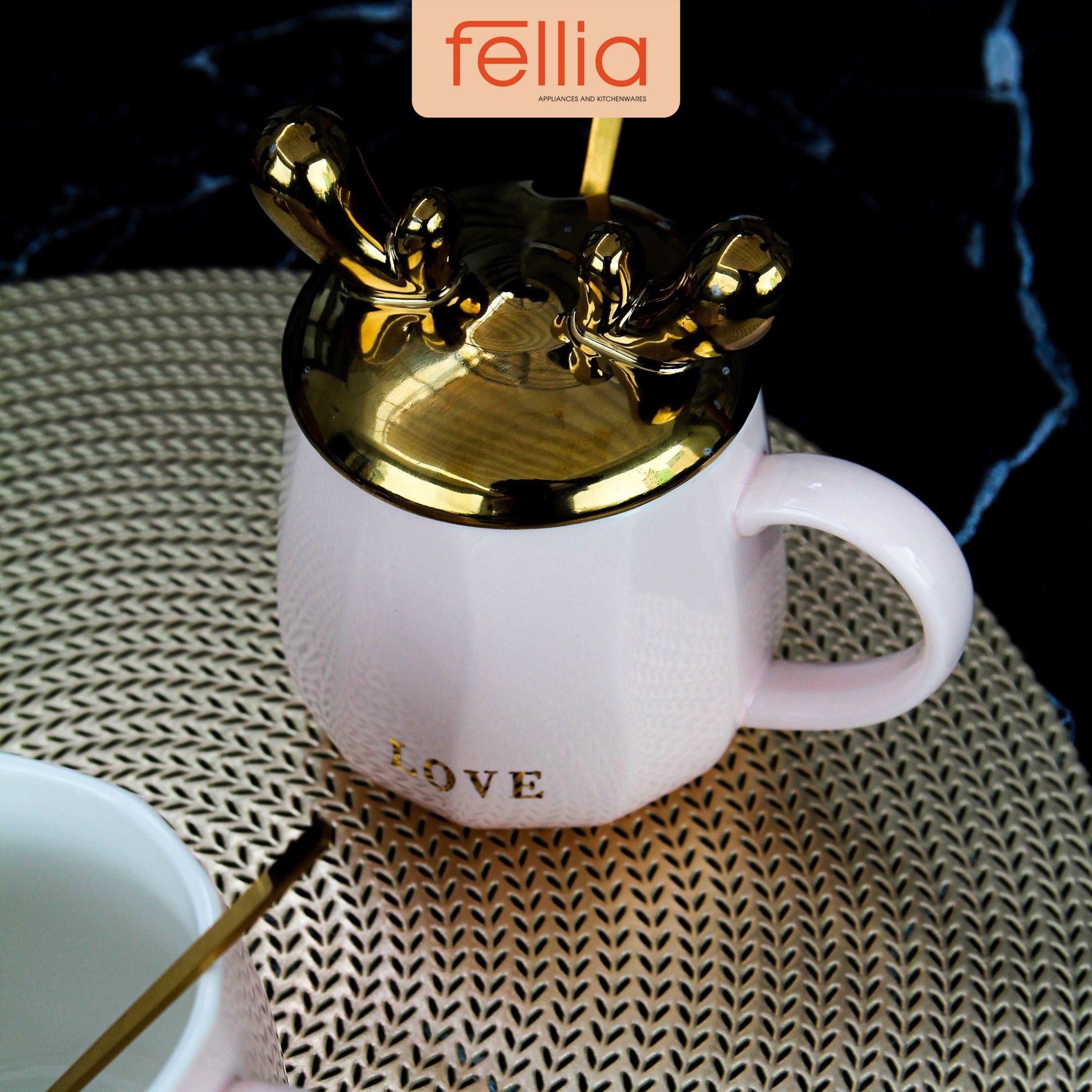 Ly sứ nắp hươu 3D Fellia 330ml - FEL10610