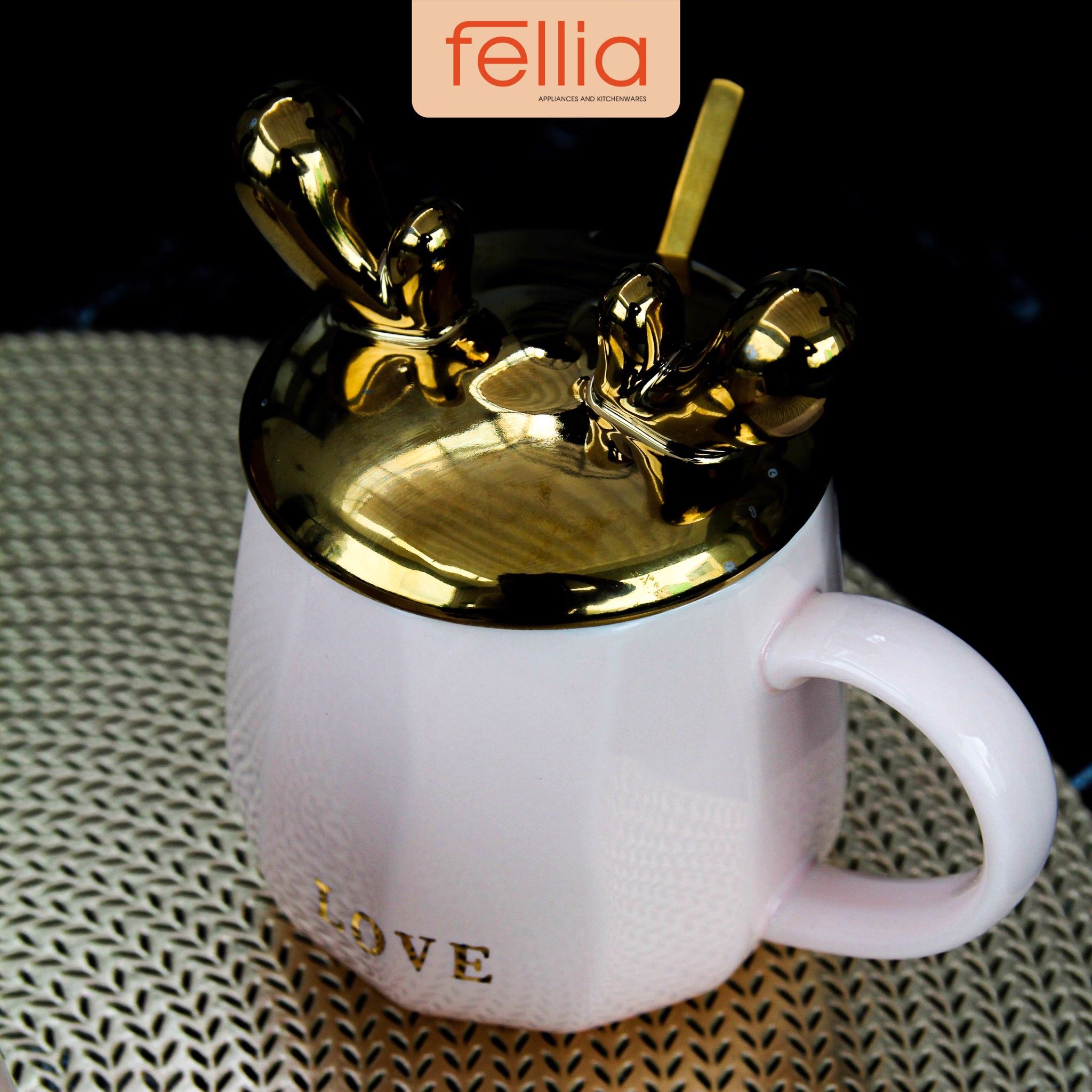 Ly sứ nắp hươu 3D Fellia 330ml - FEL10610
