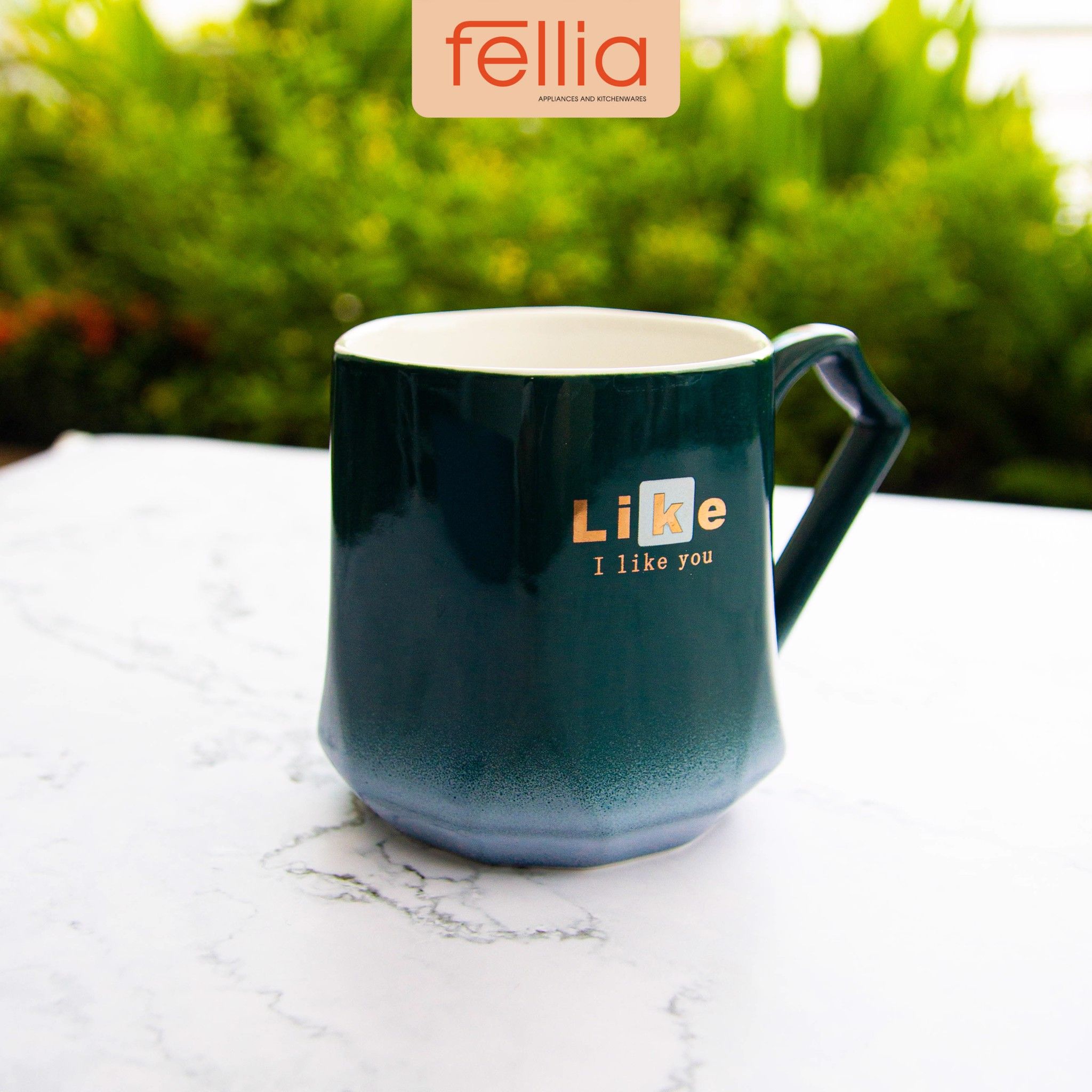 Ly sứ màu xanh cổ vịt hình trụ lùn Fellia_FEL11500