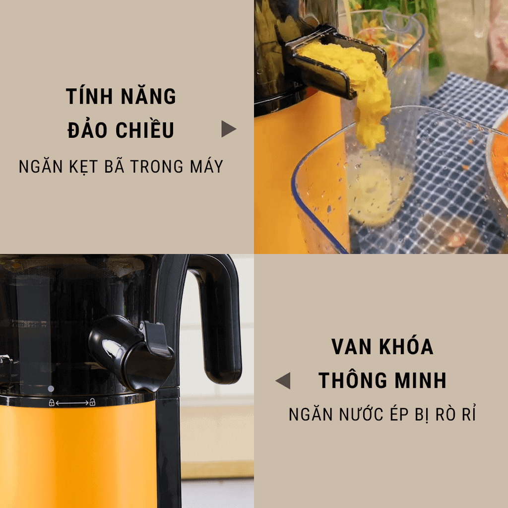 Máy ép chậm Fellia S264 (200W) - Vàng/Đen
