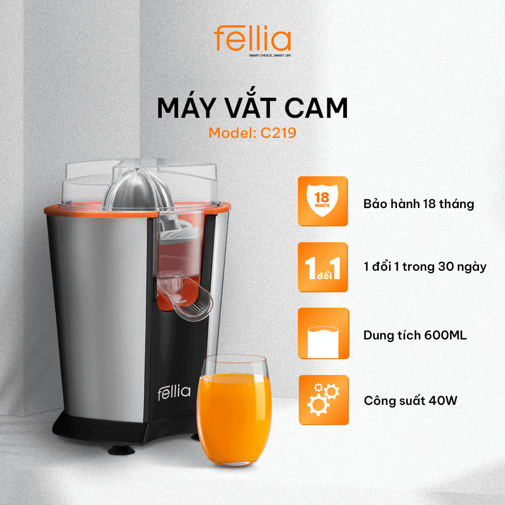 Máy Vắt Cam Chuyên Dụng Fellia C219