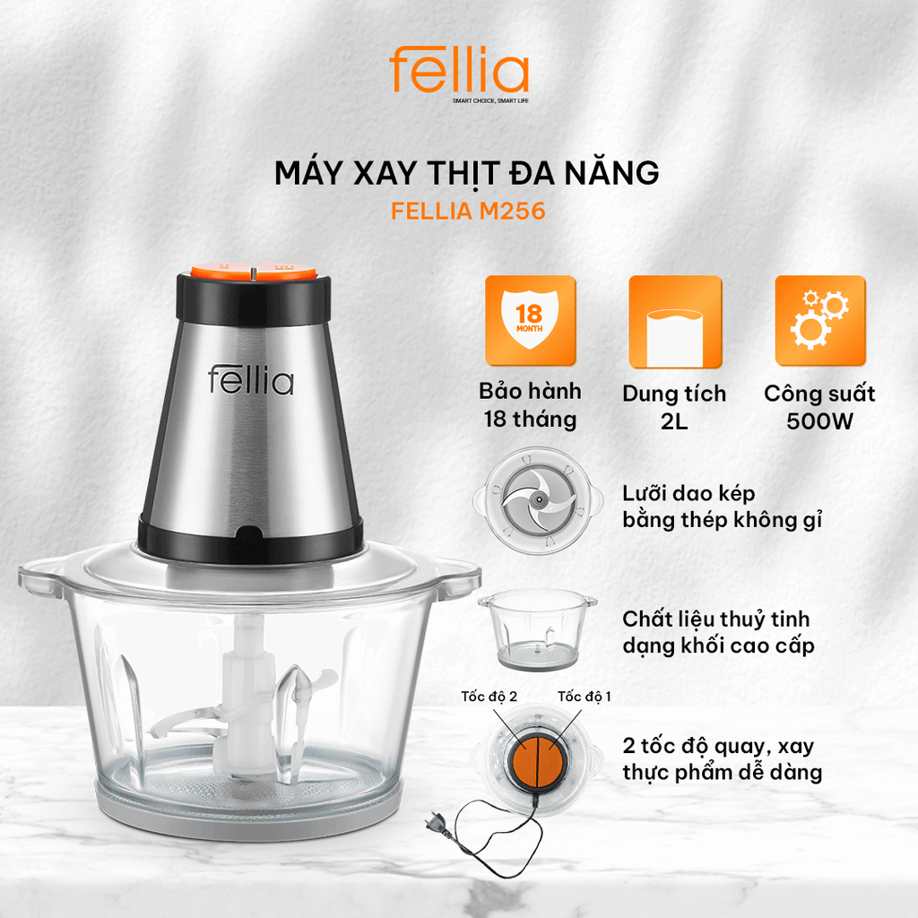 Máy Xay Thịt Đa Năng Fellia M256