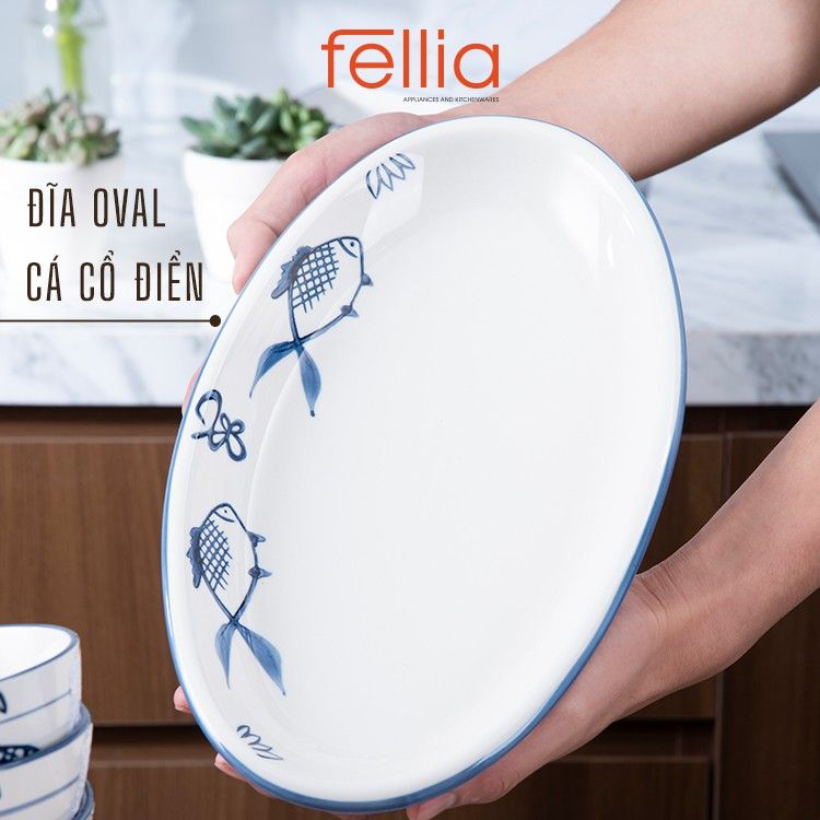 Bộ chén bát sứ hình cá cổ điển Fellia gồm 22 món 844910410