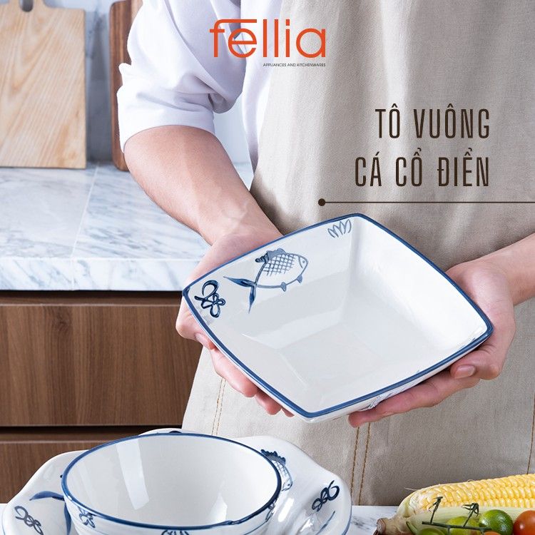 Bộ chén bát sứ hình cá cổ điển Fellia gồm 22 món 844910410