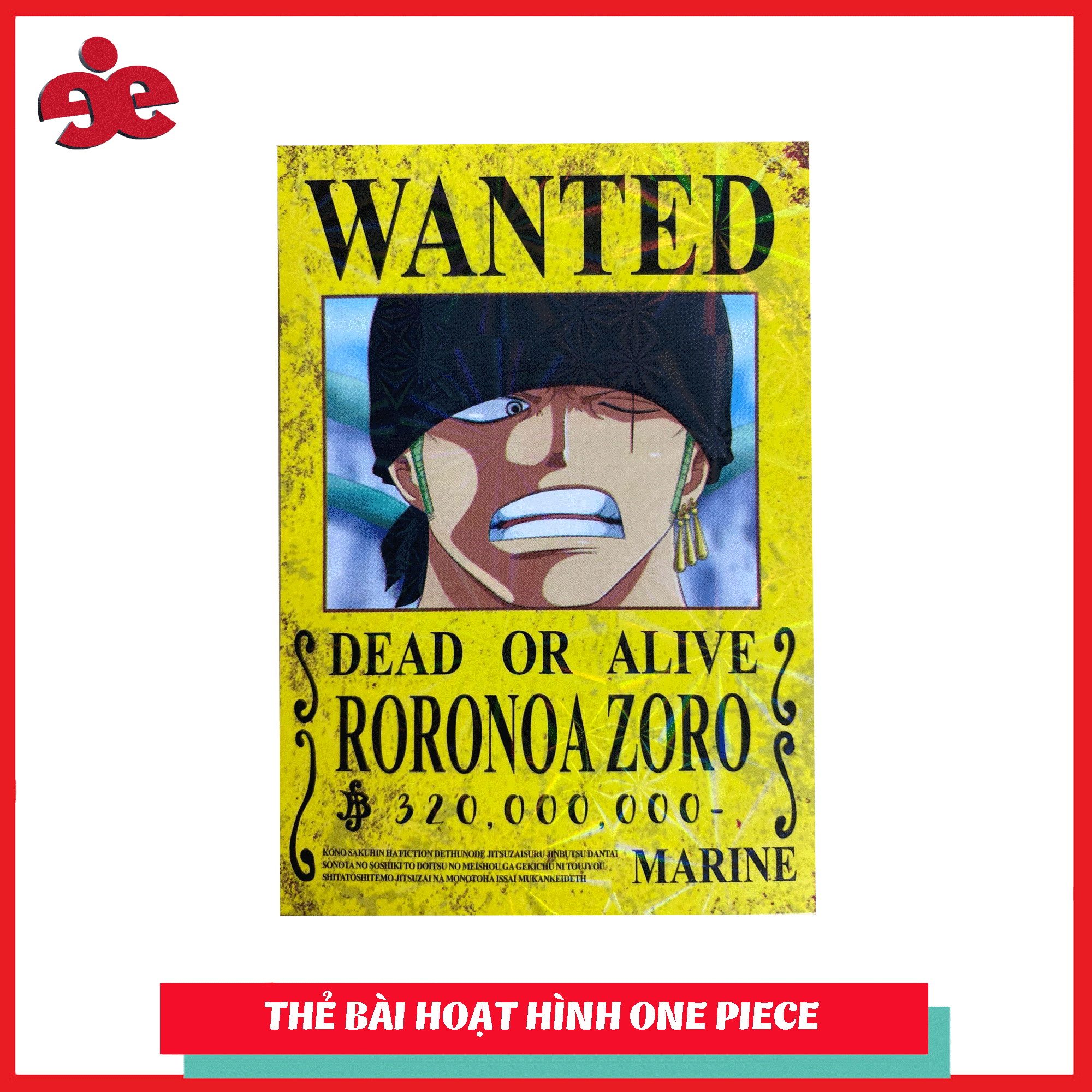 Thẻ bài One Piece phản quang 7 màu  nhân vật RORONOA ZORO hot 2020