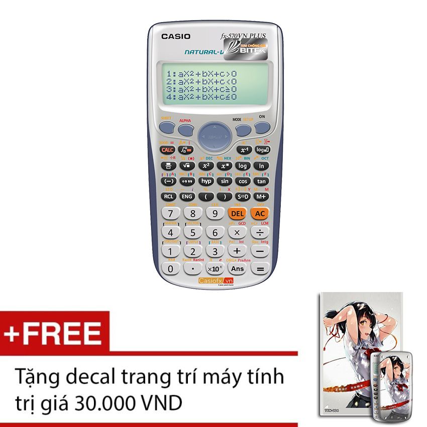 Combo máy tính Casio FX-570 VN Plus + Decal trang trí máy tính TYN-004