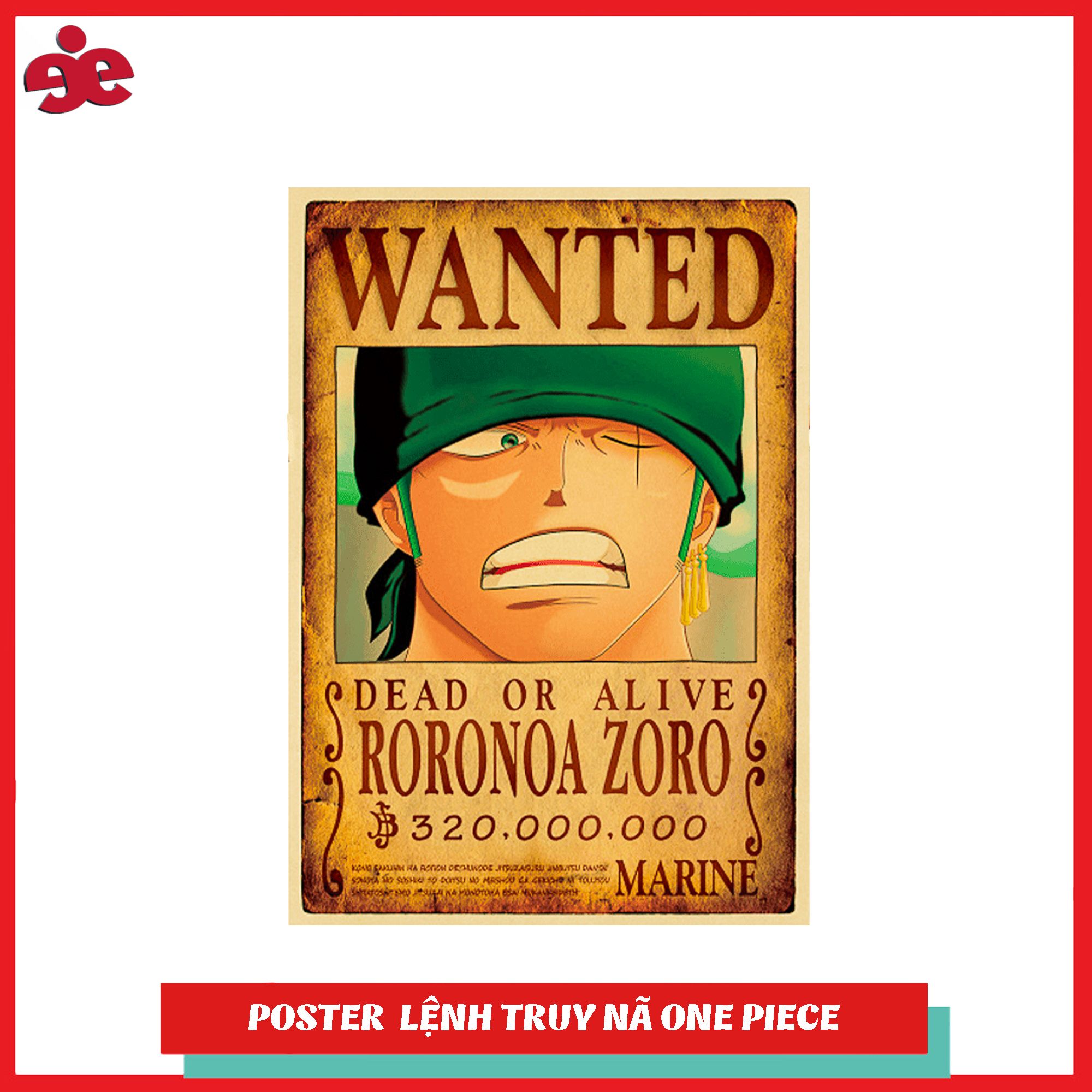 Poster truy nã Roronoa Zoro (Timeskip) - One Piece