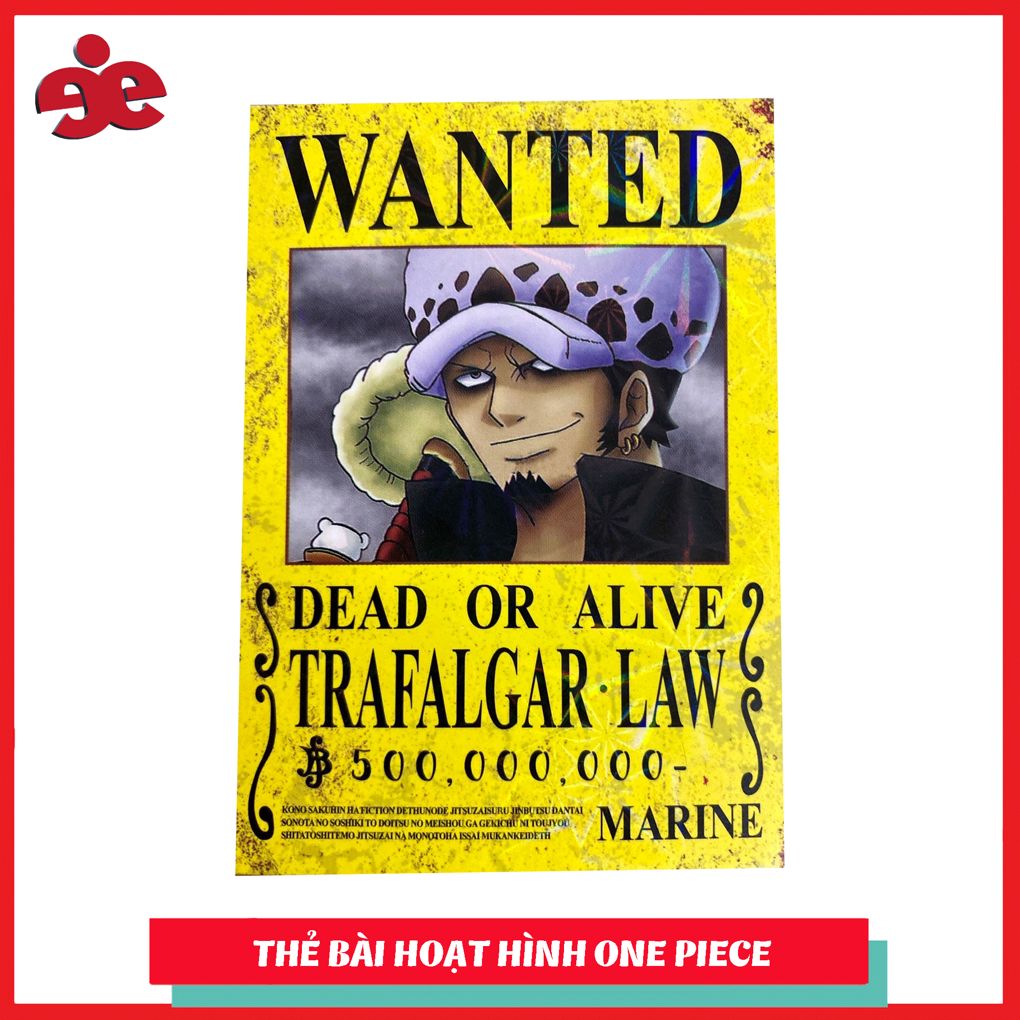 Thẻ bài One Piece phản quang 7 màu  nhân vật TRAFALGAR .LAW hot 2020