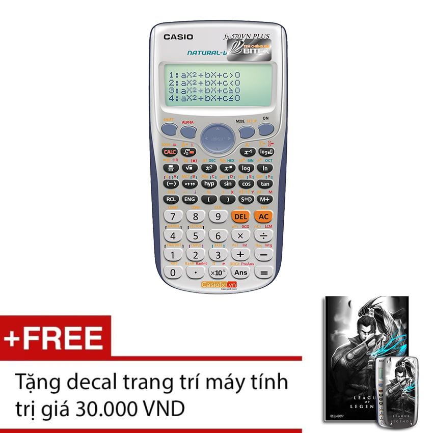 Combo máy tính Casio FX-570 VN Plus + Decal trang trí máy tính GLL-069