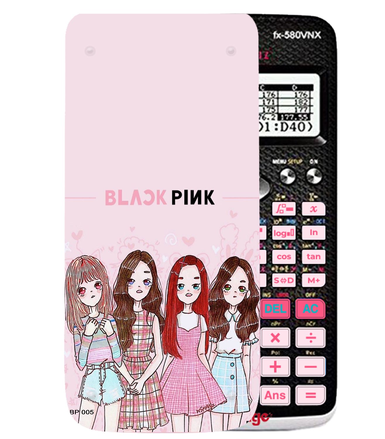 Ốp máy tính Casio FX 580 VNX fan Black Pink 005