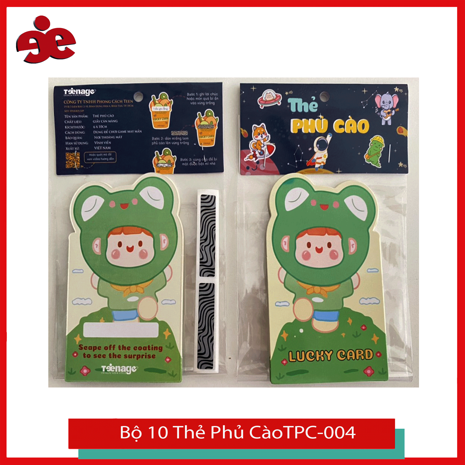 SET 10 THẺ PHỦ CÀO HÌNH CON ẾCH TPC-004