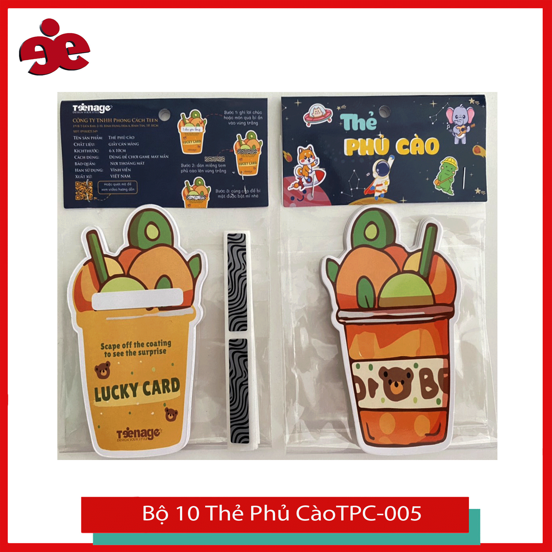 SET 10 THẺ PHỦ CÀO HÌNH TRÀ TRÁI CÂY TPC-005