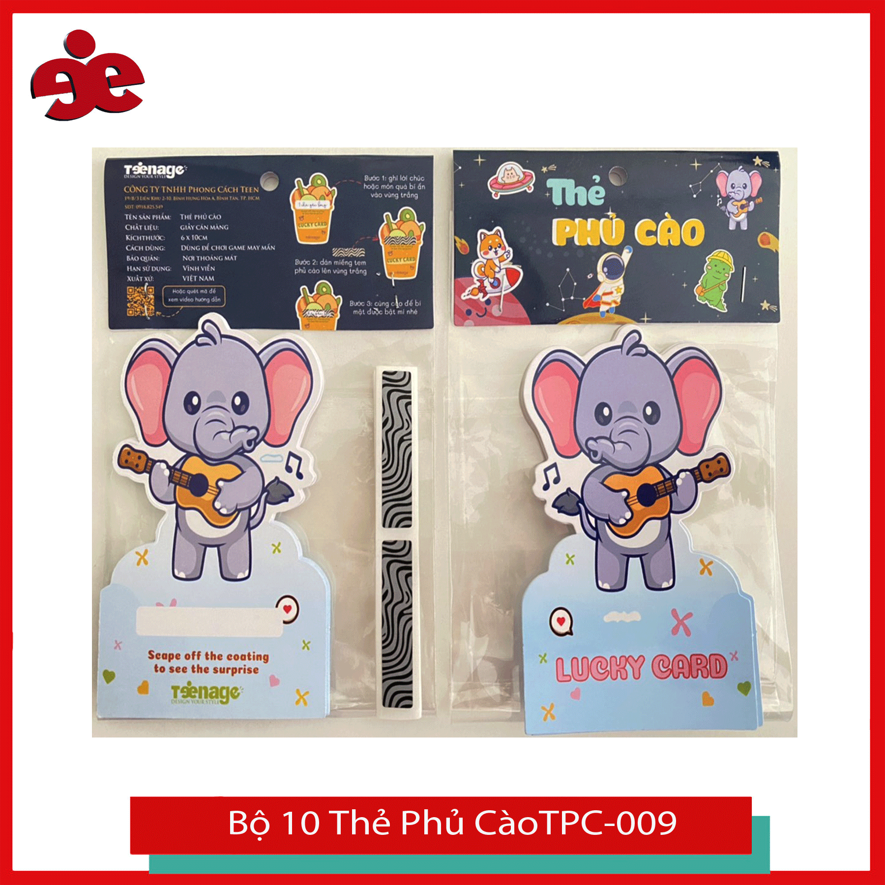 SET 10 THẺ PHỦ CÀO HÌNH CON VOI TPC-009