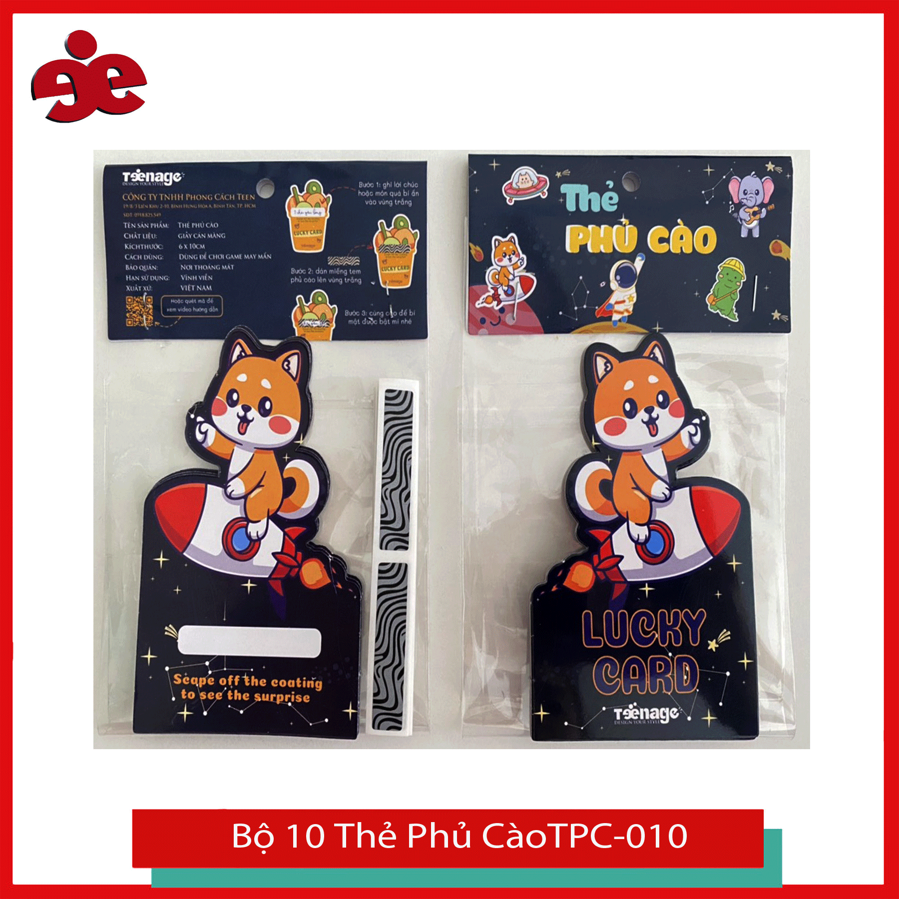 SET 10 THẺ PHỦ CÀO CHIBA NGỒI TPC-010