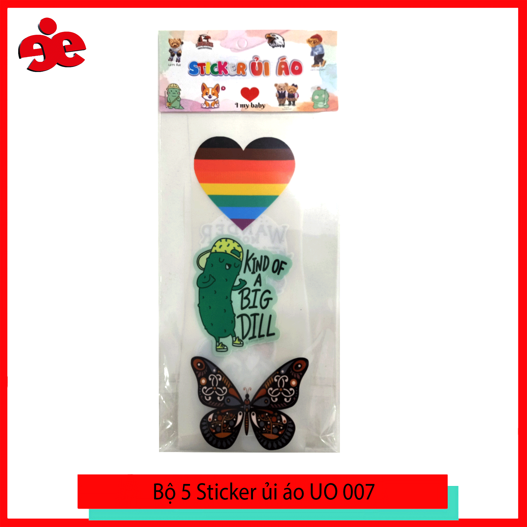 STICKER ỦI ÁO SET 5 HÌNH ĐỦ HÌNH DÁNG -UO004