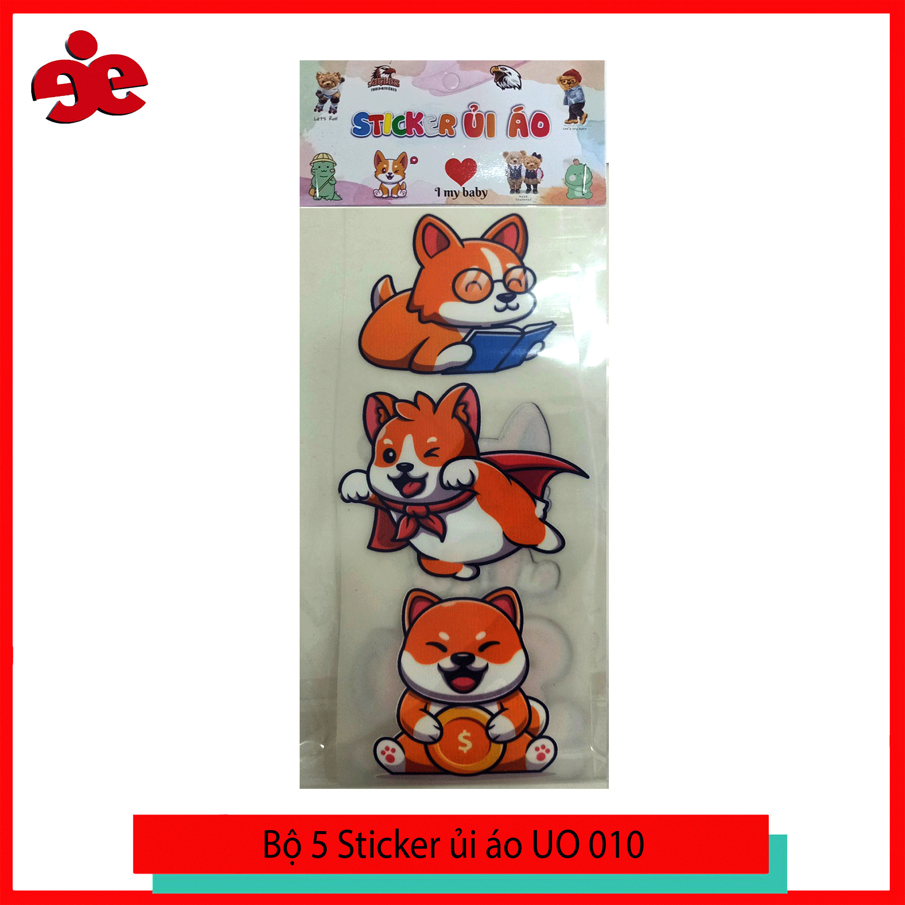 STICKER ỦI ÁO SET 5 HÌNH CHÓ SIPA-UO010