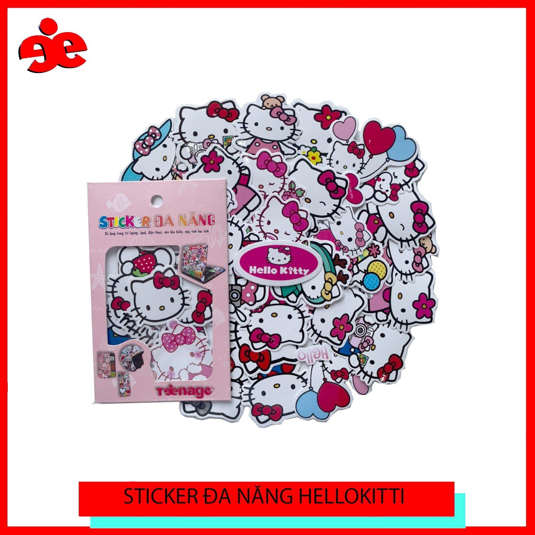 Sticker đa năng Hello kItty siêu đẹp 004- (20 hình)-Chống thấm nước,dùng để dán mũ bảo hiểm, laptop,điện thoại...