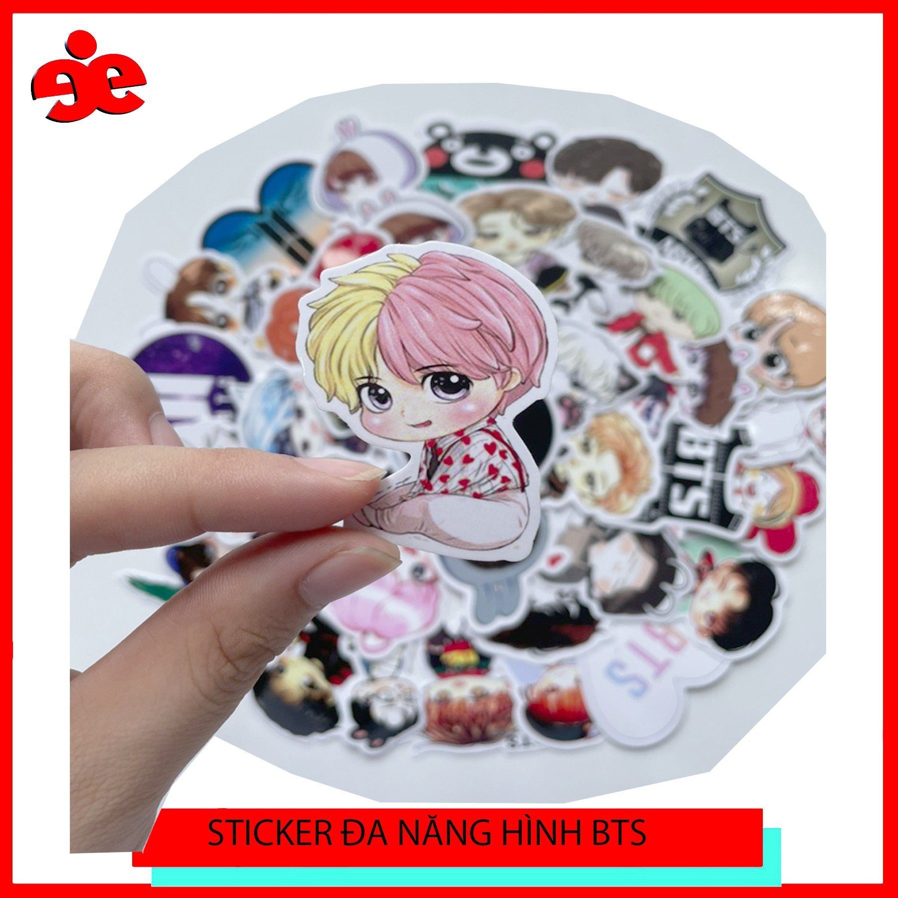 Sticker đa năng BTS ngộ ngĩnh dễ thương 002-(40hình)-Chống thấm nước,dùng để dán mũ bảo hiểm, laptop,điện thoại...