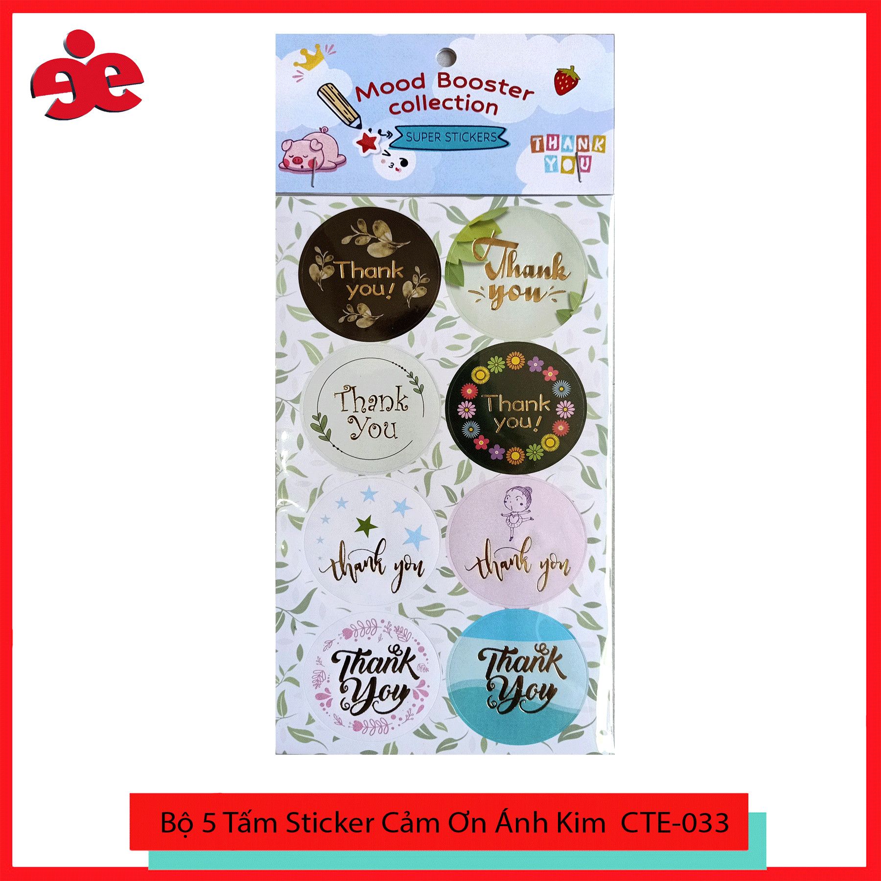 Set 40 hình sticker cảm ơn ánh kim CTE 032-Nhãn dán niêm phong hoặc trang trí.