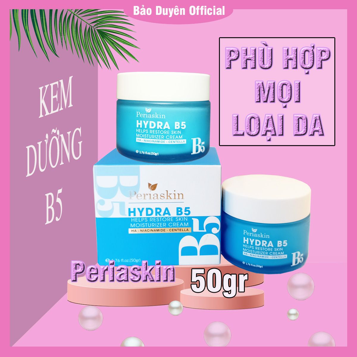 Kem dưỡng trắng B5 Periaskin 50G bổ sung Collagen phù hợp mọi loại da dùng cả ngày và đêm - A23