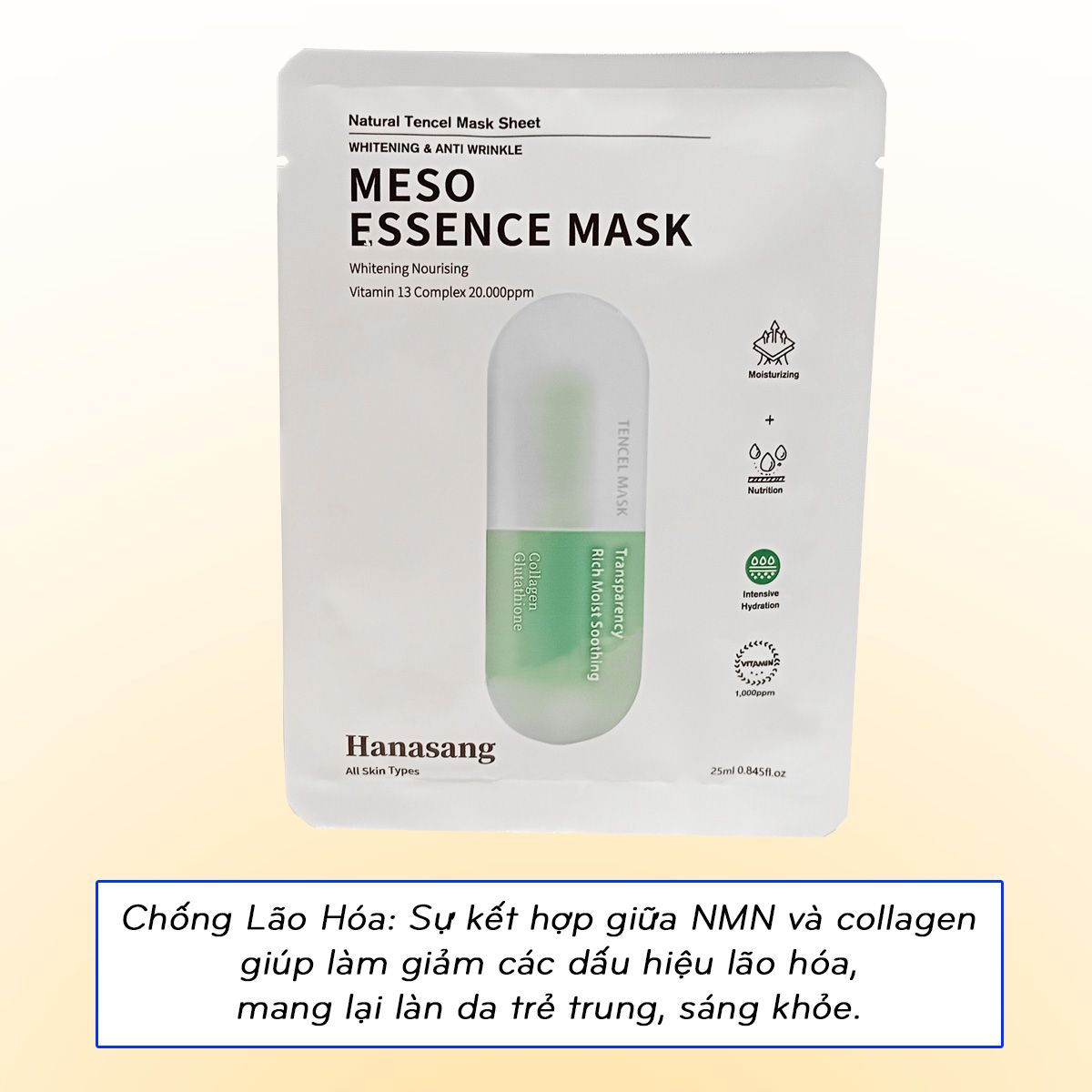 Mặt nạ Meso Hanasang Essence Mask Hàn Quốc chiết xuất ngọc trai cải thiện da xỉn màu