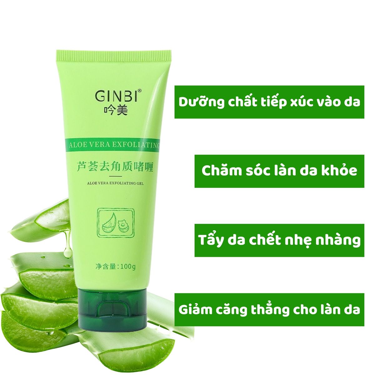 Tẩy tế bào chết da mặt chiết xuất nha đam Ginbi 100g giúp tẩy da chết phù hợp mọi loại da - A12