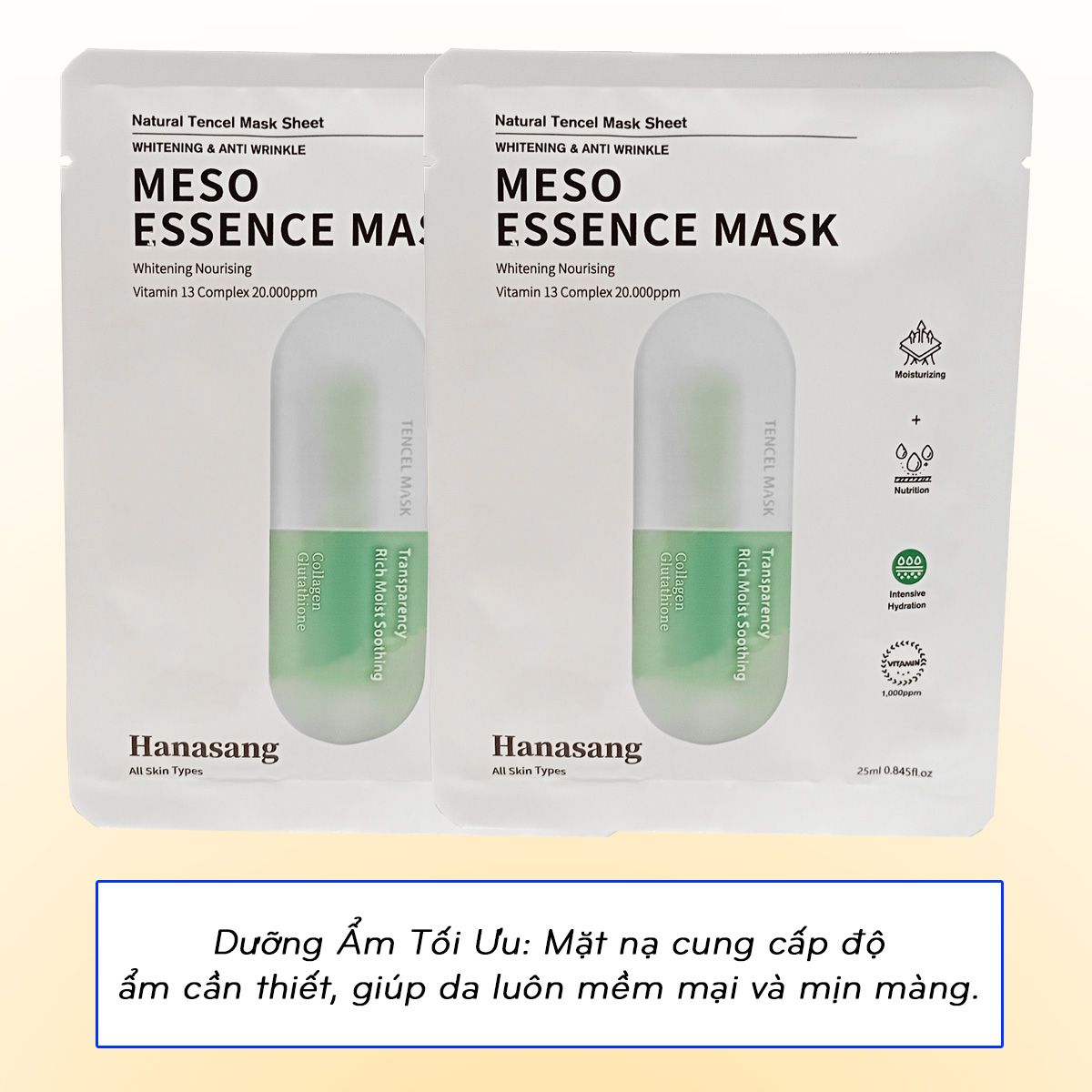 Mặt nạ Meso Hanasang Essence Mask Hàn Quốc chiết xuất ngọc trai cải thiện da xỉn màu
