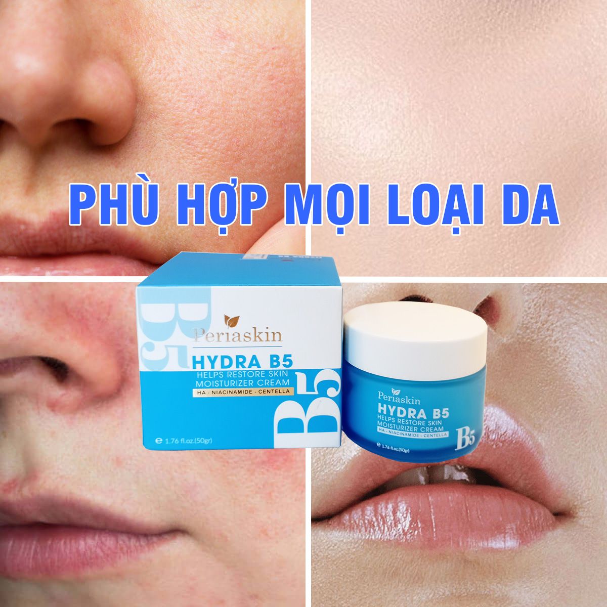 Kem dưỡng trắng B5 Periaskin 50G bổ sung Collagen phù hợp mọi loại da dùng cả ngày và đêm - A23