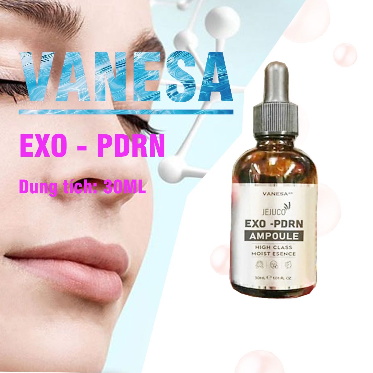 Serum trắng da VANESA EXO-PDRN dung tích 30ml trẻ hoá da, ngừa mụn - V34