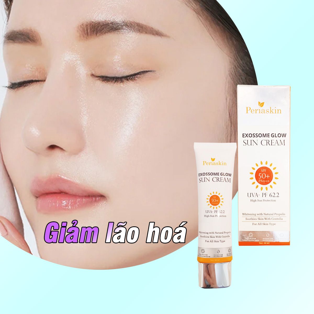 Kem chống nắng nọc ong cao cấp EXOSOME PERIASKIN SPF 50+ PA++++ dung tích 50ml nâng tone nhẹ