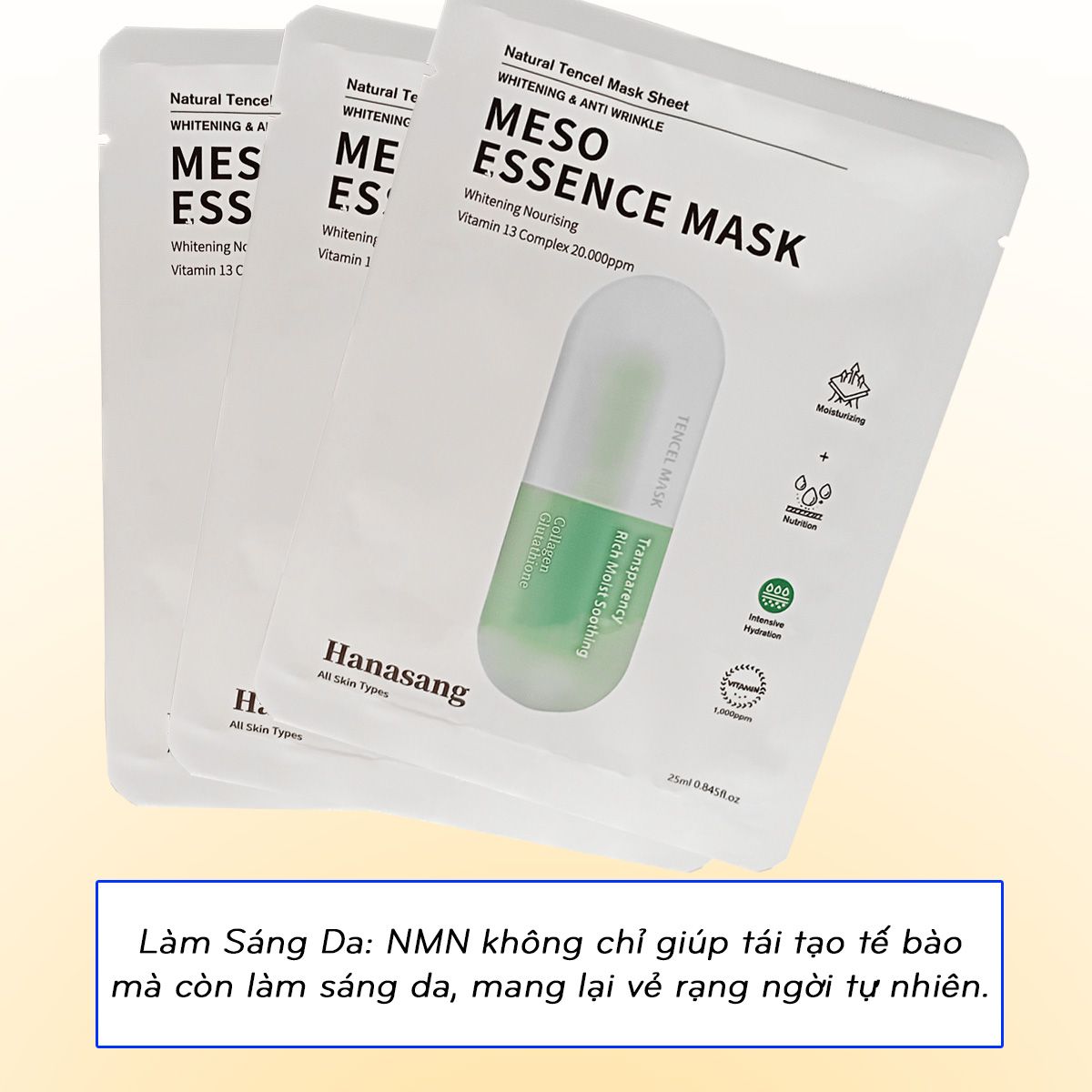 Mặt nạ Meso Hanasang Essence Mask Hàn Quốc chiết xuất ngọc trai cải thiện da xỉn màu