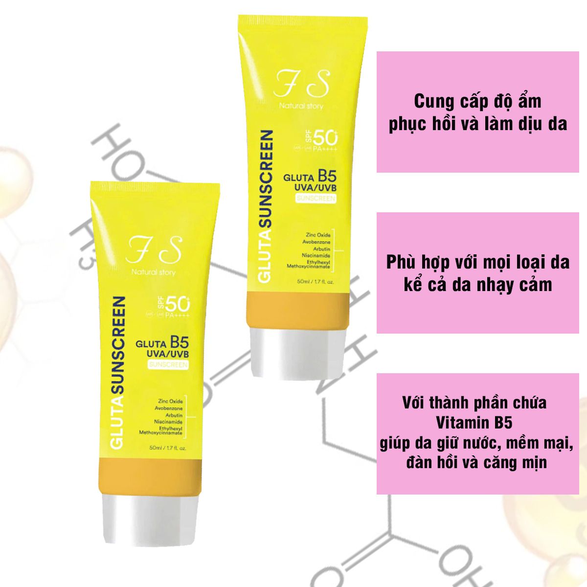 Kem chống nắng B5 FS GLUTA SPF50+ PA++++ nâng tone, chống nắng hiệu quả - V193