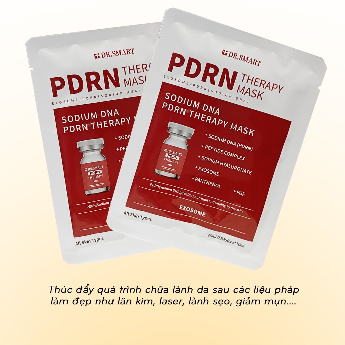 Hộp 10 mask Mặt nạ Exosome Dr.Smart trẻ hoá da mask PDRN phục hồi giúp trắng da Hàn Quốc