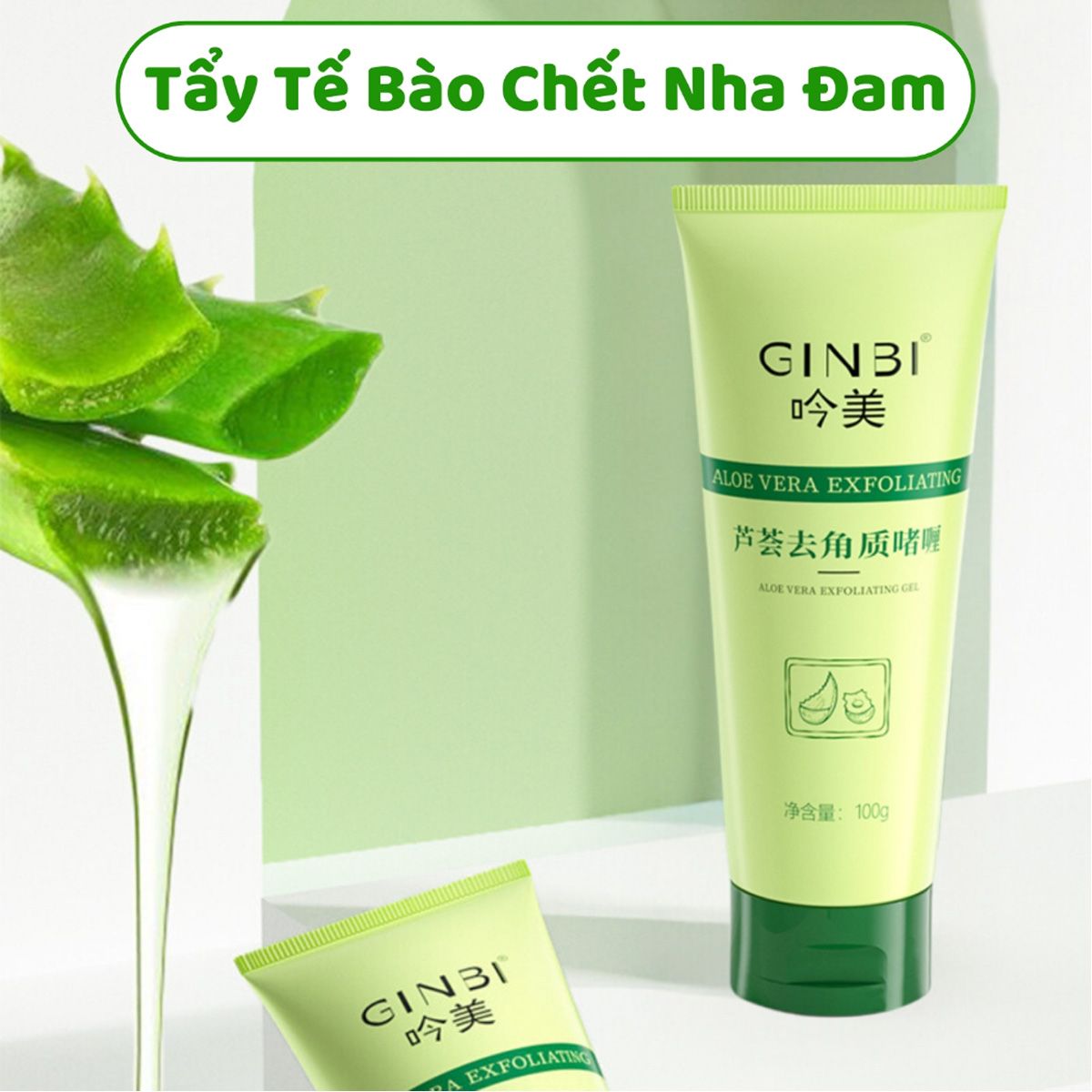 Tẩy tế bào chết da mặt chiết xuất nha đam Ginbi 100g giúp tẩy da chết phù hợp mọi loại da - A12