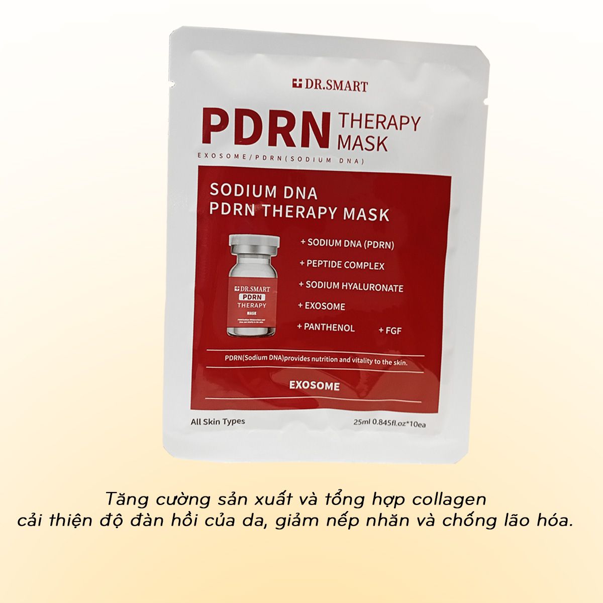 Hộp 10 mask Mặt nạ Exosome Dr.Smart trẻ hoá da mask PDRN phục hồi giúp trắng da Hàn Quốc