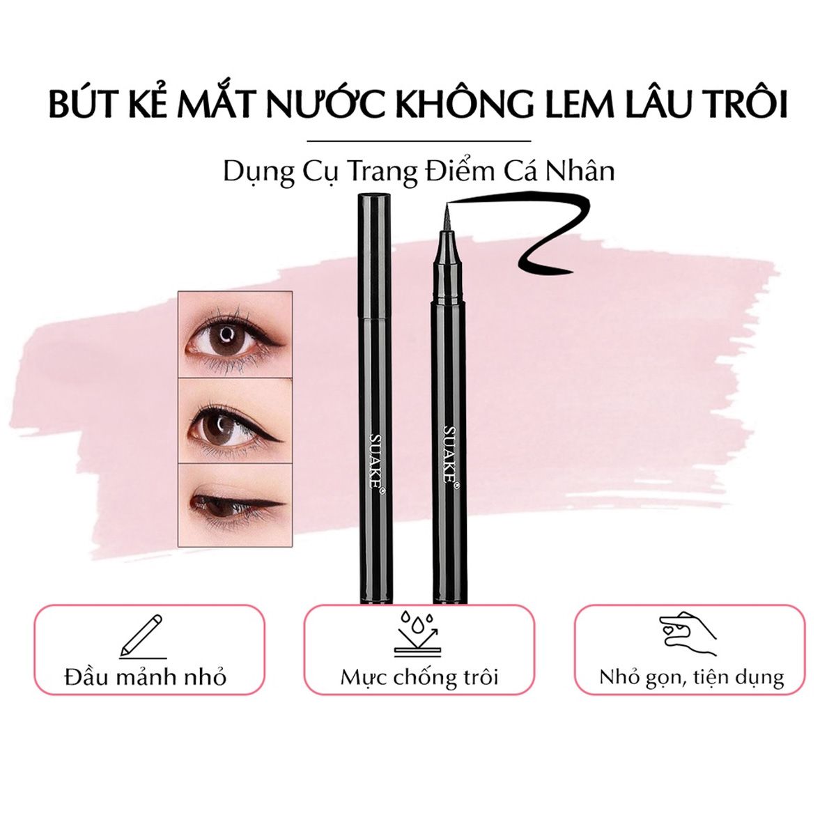 Bút kẻ mắt nước SUAKE đen dung tích 1ml chống nước, không lem - U76