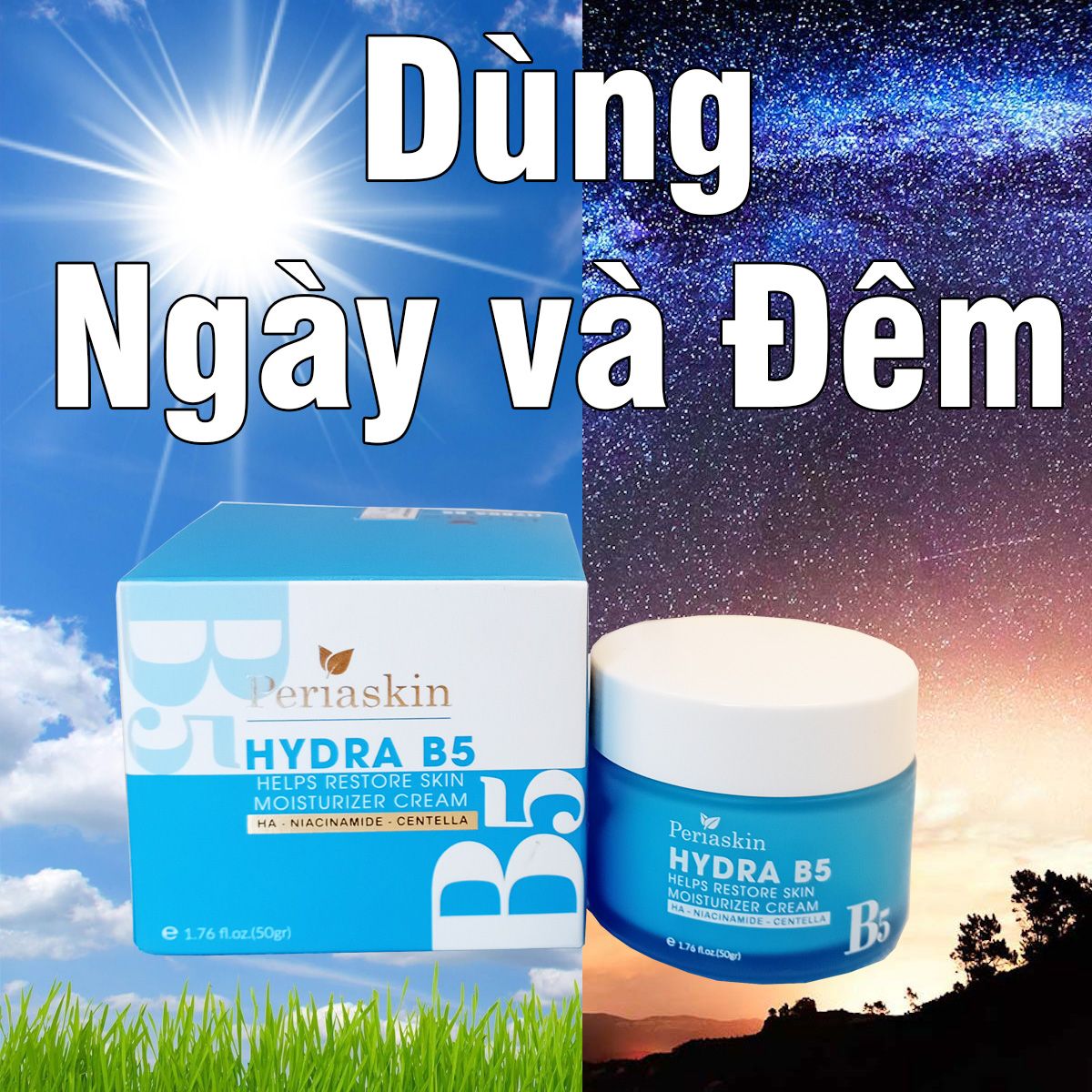 Kem dưỡng trắng B5 Periaskin 50G bổ sung Collagen phù hợp mọi loại da dùng cả ngày và đêm - A23