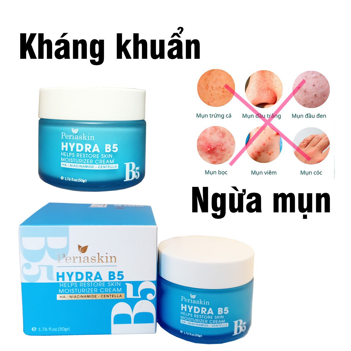 Kem dưỡng trắng B5 Periaskin 50G bổ sung Collagen phù hợp mọi loại da dùng cả ngày và đêm - A23