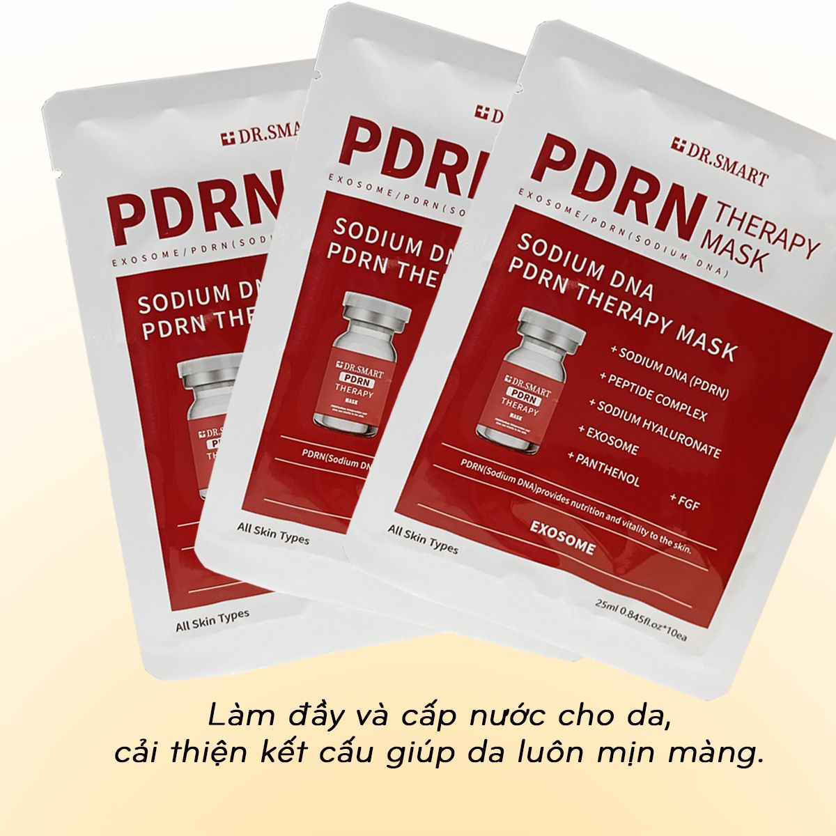 Hộp 10 mask Mặt nạ Exosome Dr.Smart trẻ hoá da mask PDRN phục hồi giúp trắng da Hàn Quốc