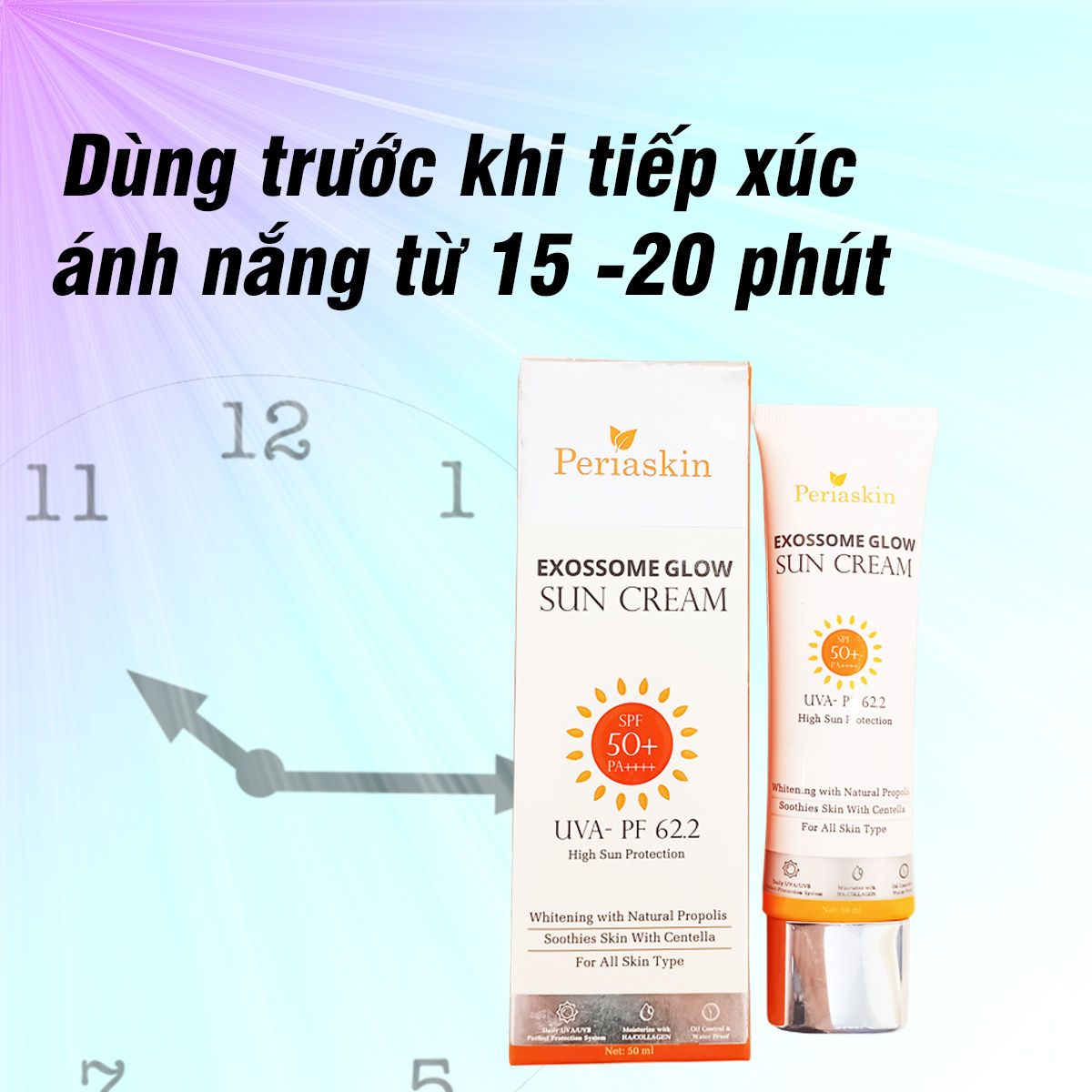 Kem chống nắng nọc ong cao cấp EXOSOME PERIASKIN SPF 50+ PA++++ dung tích 50ml nâng tone nhẹ