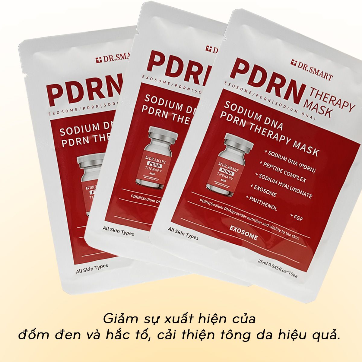 Hộp 10 mask Mặt nạ Exosome Dr.Smart trẻ hoá da mask PDRN phục hồi giúp trắng da Hàn Quốc