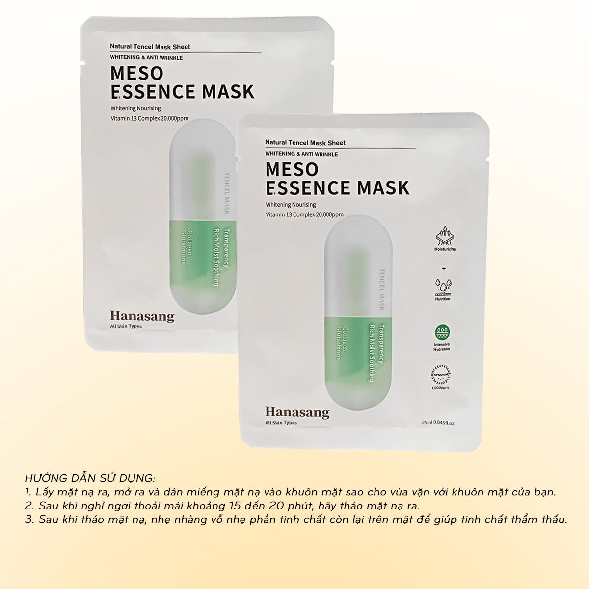 Mặt nạ Meso Hanasang Essence Mask Hàn Quốc chiết xuất ngọc trai cải thiện da xỉn màu
