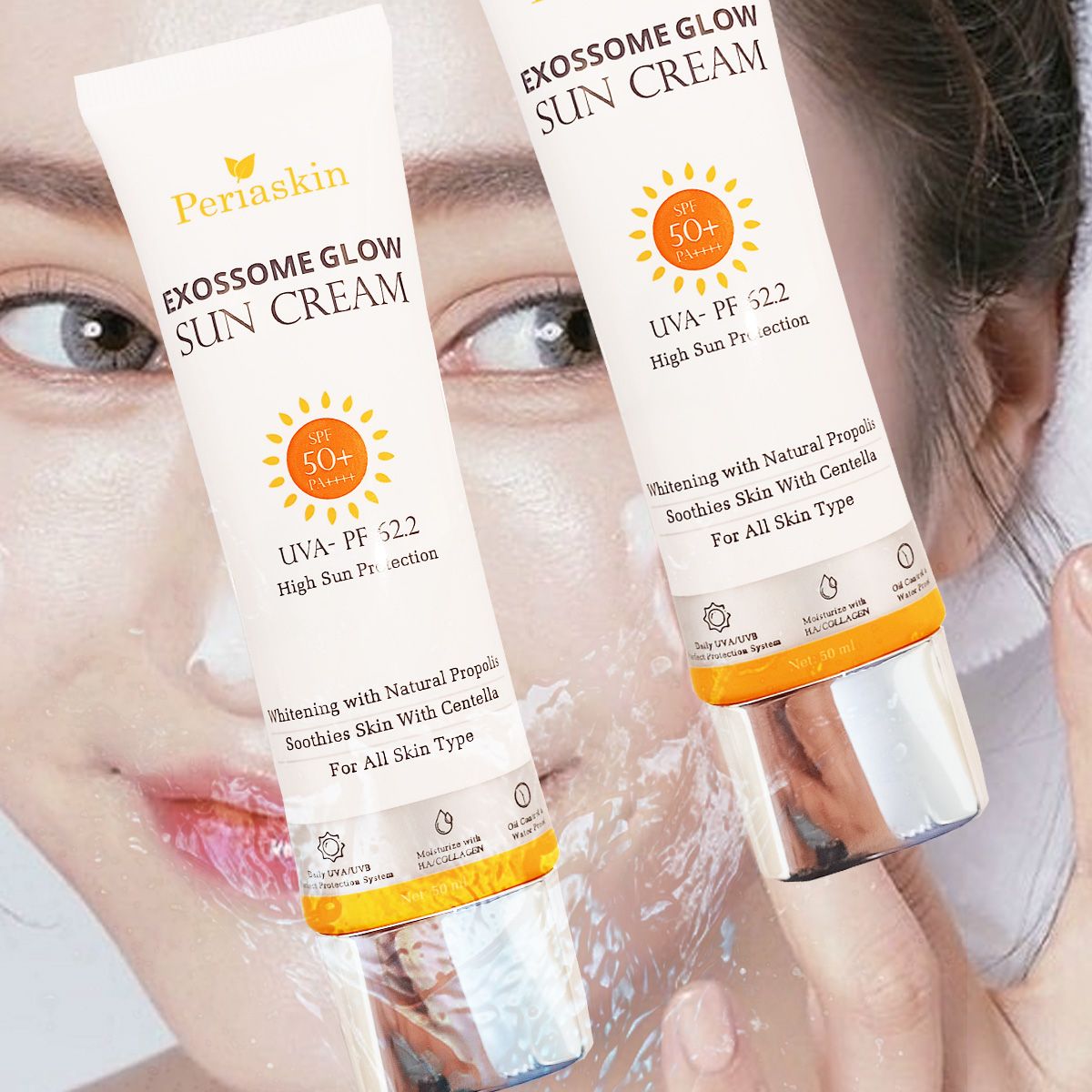 Kem chống nắng nọc ong cao cấp EXOSOME PERIASKIN SPF 50+ PA++++ dung tích 50ml nâng tone nhẹ