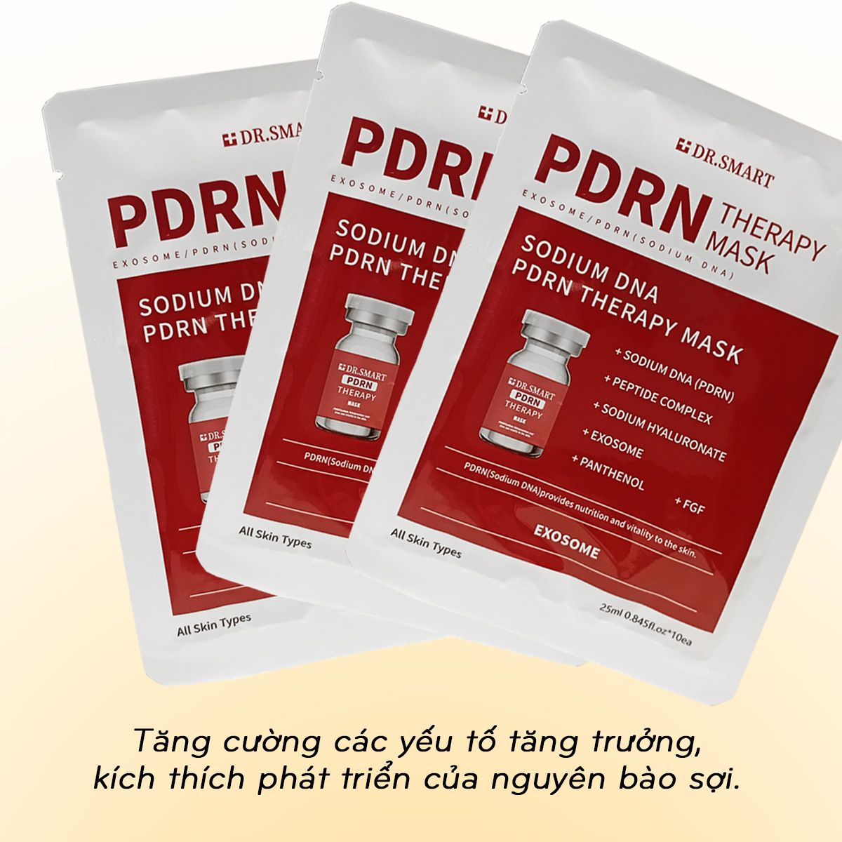 Hộp 10 mask Mặt nạ Exosome Dr.Smart trẻ hoá da mask PDRN phục hồi giúp trắng da Hàn Quốc